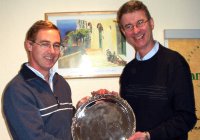At the 2006 AGM, Conall Garvey receives the Presidents Shield for his flight to Galway in 2005 with Ed Byrne 