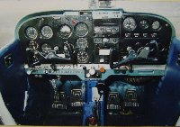 Typical of older aircraft, the somewhat confused and less than ergonomic panel of Cessna 172 G-BFJV.