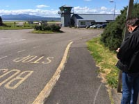 Getting the bus into Oban, oban terminal, Mull in distance