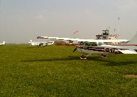 At Sleap, with C152s G-BHAD and G-BNKS in the background, in which Peter Dodds did his first few flying lessons